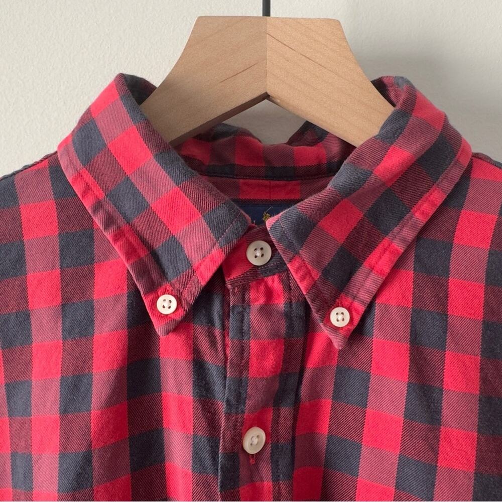 Ralph Lauren Classic Fit Performance Red Black Checker Collar Button Down Shirt - Picture 3 of 7